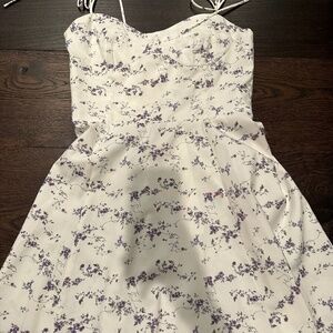 White Blue/Purple Floral Mini Dress